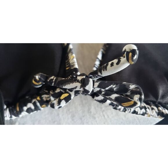 SEEKERS AUSTRALIA BLACK WHITE GOLD ANIMAL PRINT BIKINI TOP NWT - Picture 6 of 10